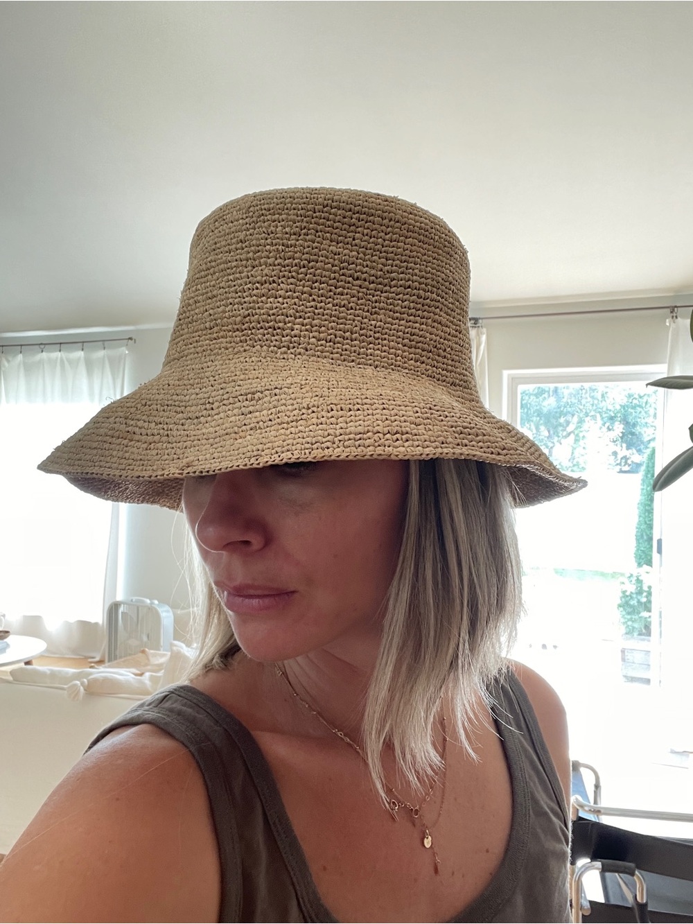 San Diego Hat Company Beige Straw Bucket Hat